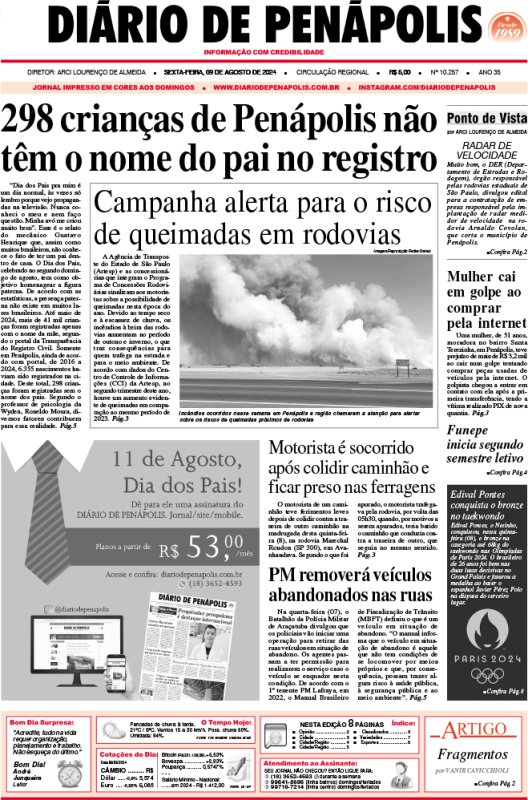 Capa do jornal DIÁRIO impresso desta sexta-feira (09)