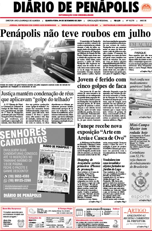 Capa do jornal DIÁRIO impresso desta quarta-feira (04)