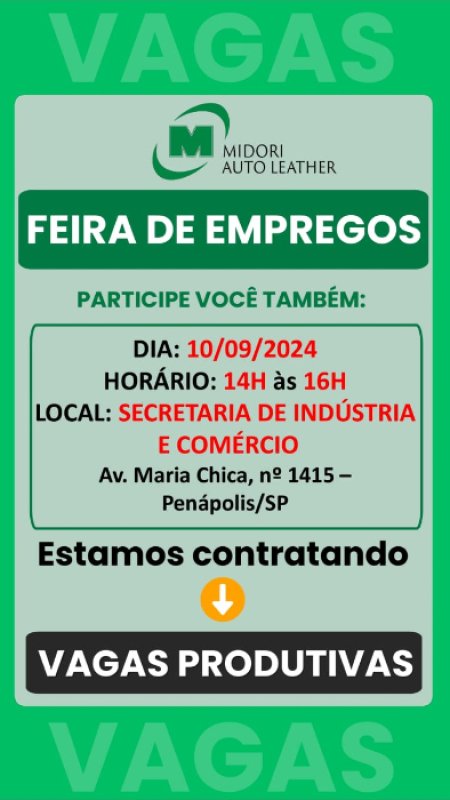 Feira de Empregos oferece mais de 100 vagas hoje