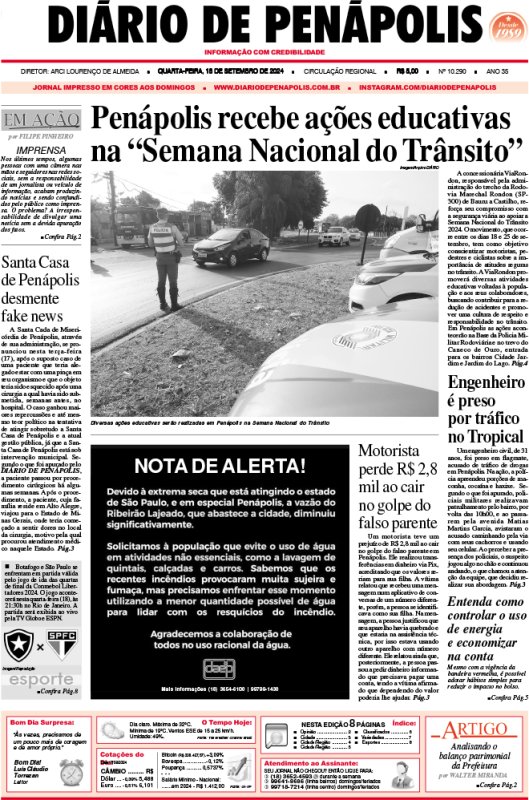 Capa do jornal DIÁRIO impresso desta quarta-feira (18)