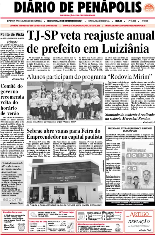 Capa do jornal DIÁRIO impresso desta sexta-feira (20)