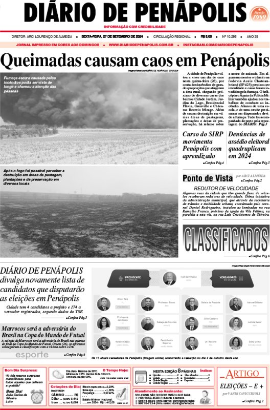 Capa do jornal DIÁRIO impresso desta sexta-feira (27)