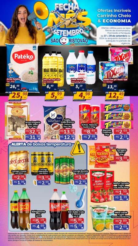 OFERTAS DESTE FIM DE SEMANA DO SÃO CRISTÓVÃO SUPERMERCADOS - 27/09 a 29/09