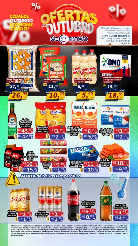 OFERTAS DESTE FIM DE SEMANA DO SÃO CRISTÓVÃO SUPERMERCADOS - 04/10 a 06/10