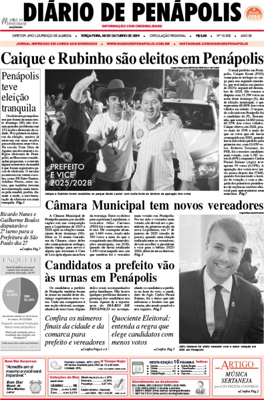 Capa do jornal DIÁRIO impresso desta terça-feira (08)