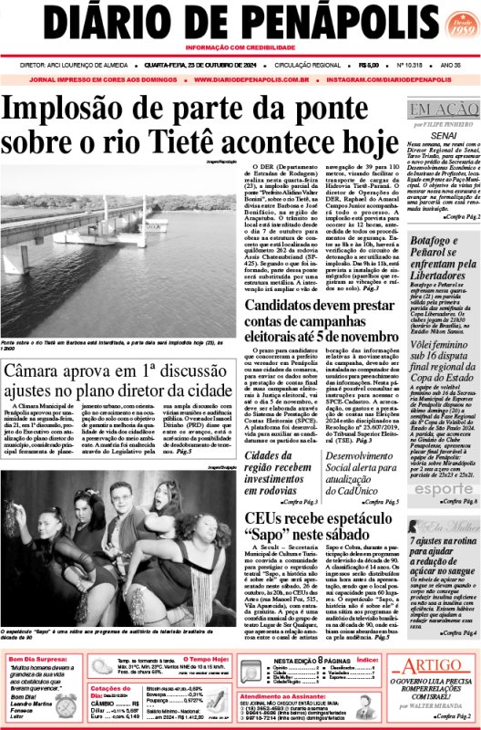 Capa do jornal DIÁRIO impresso desta quarta-feira (23)