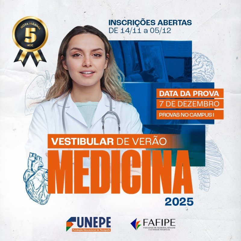 Funepe abre inscrições para o Vestibular de Verão Medicina 2025